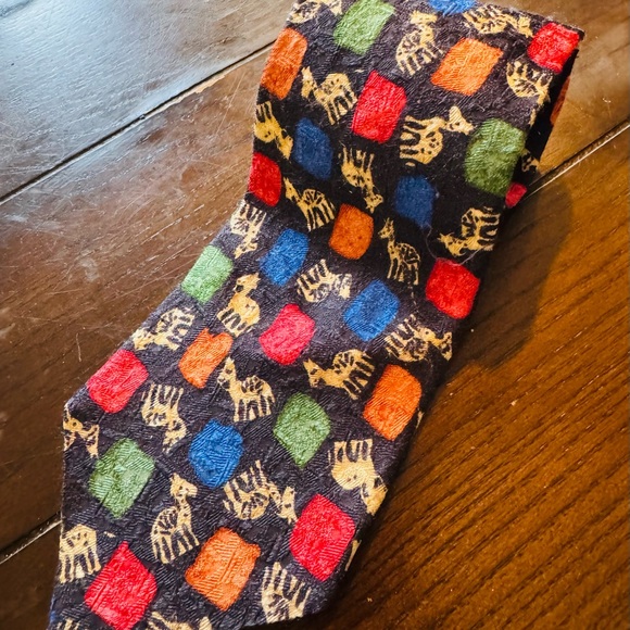 Vintage Ermenegildo Zegna 100% Silk Seide Men’s Tie Multicolored w/ Fun Print - Picture 6 of 8